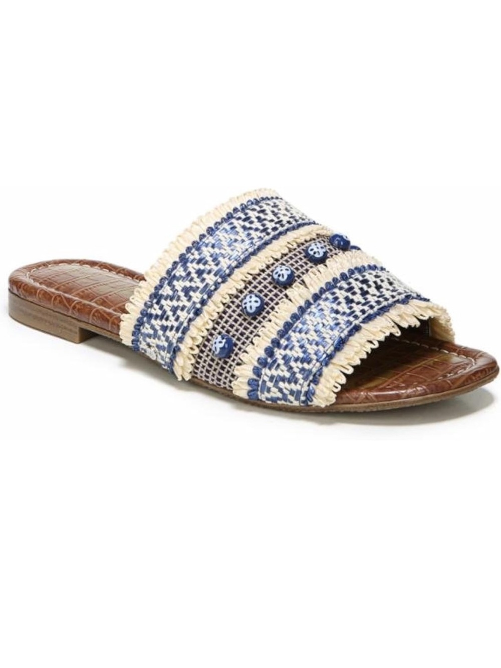Sam Edelman Blue & Cream Woven Slide Mule